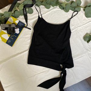Banana Republic Silk Black Tank with Tie Waist